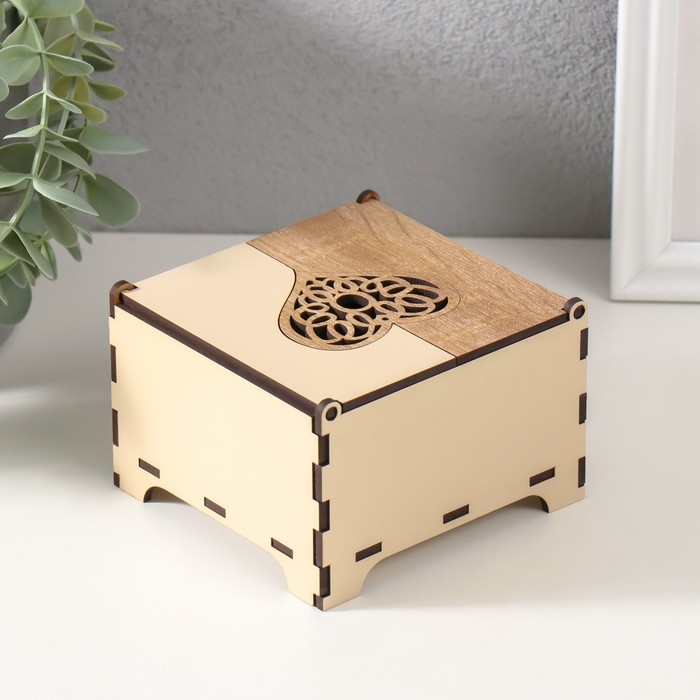 Шкатулка комбинированная  Шкатулка комбинированная "Сердце" 10,5х10х7 см