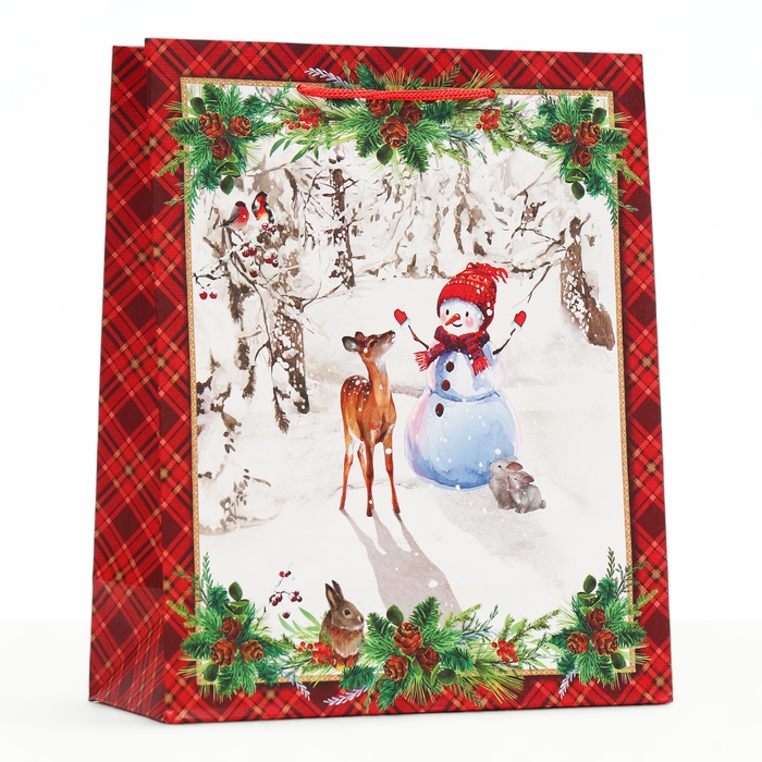 Новый год. Пакет подарочный Новый год. Пакет подарочный "Снеговик", 26 х 32 х 12 см.