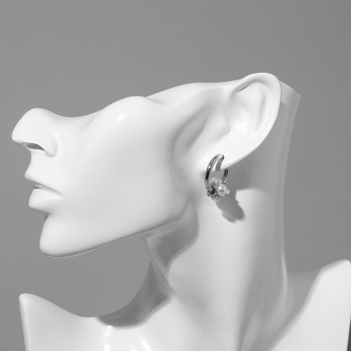 Серьги с жемчугом &laquo;Бусина&raquo; миниатюрность, цвет серебро