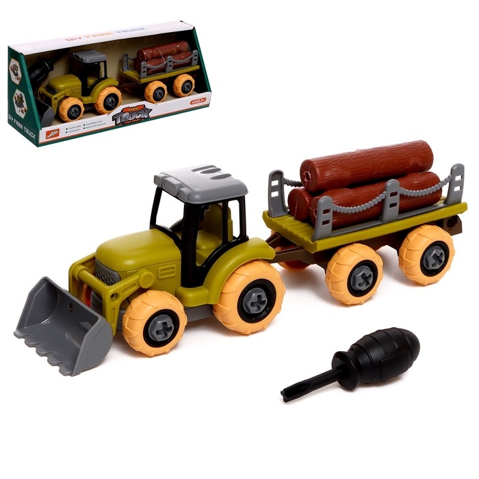 Конструктор винтовой «Трактор лесоперевозчик», с отвёрткой Конструктор винтовой «Трактор лесоперевозчик», с отвёрткой