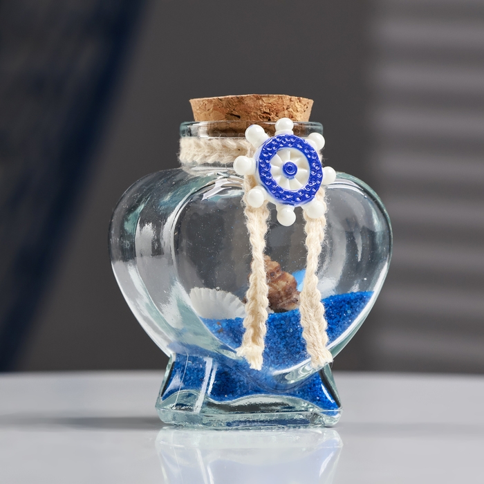 Сувенир в бутылке сердце  Сувенир в бутылке сердце "Ракушки" 8*6*4см, микс