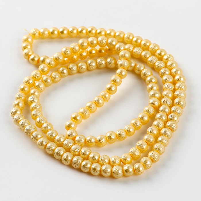 Бусины из стекла, набор 140 шт., размер 1 шт. — 6 мм, цвет жёлтый