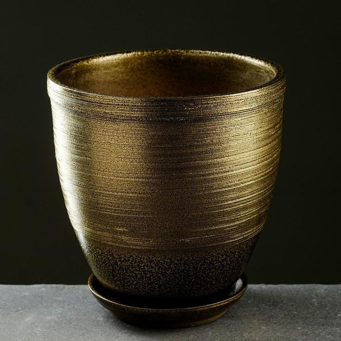 Горшок цветочный  Горшок цветочный "Золото" с поддоном, 8л