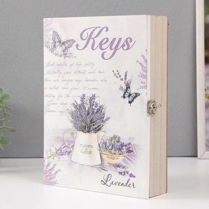 Ключница дерево 6 крючков Ключница дерево 6 крючков "Кувшин с лавандой" 19,5х5,5х26 см