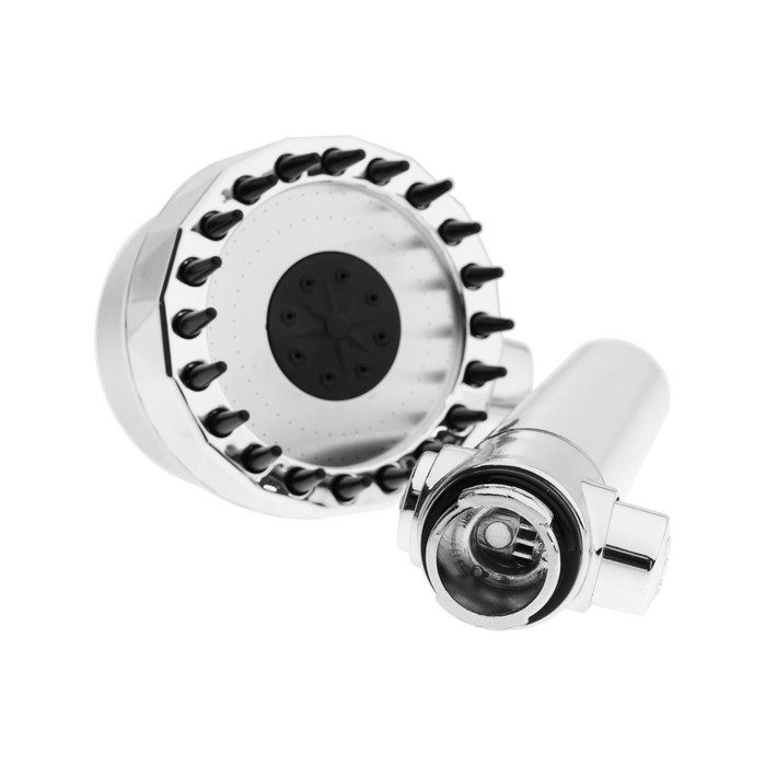 Лейка для душа ZEIN Z3551, d=80 мм, 3 режима, с массажными зубчиками, кнопка "стоп", хром