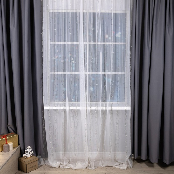 Гирлянда «Занавес» 2 × 3 м, IP20, прозрачная нить, 720 LED, свечение жёлтое, 8 режимов, 220 В Гирлянда «Занавес» 2 × 3 м, IP20, прозрачная нить, 720 LED, свечение жёлтое, 8 режимов, 220 В