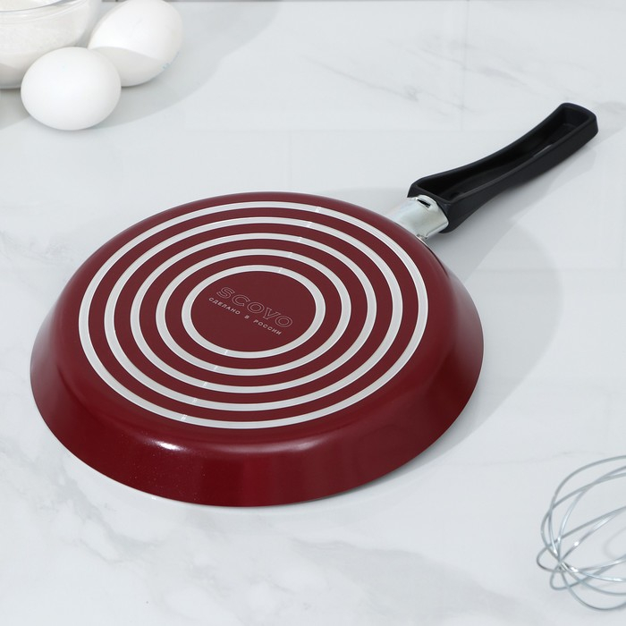 Сковорода блинная «Эксперт», d=22 см, пластиковая ручка, антипригарное покрытие, цвет бордовый Сковорода блинная «Эксперт», d=22 см, пластиковая ручка, антипригарное покрытие, цвет бордовый