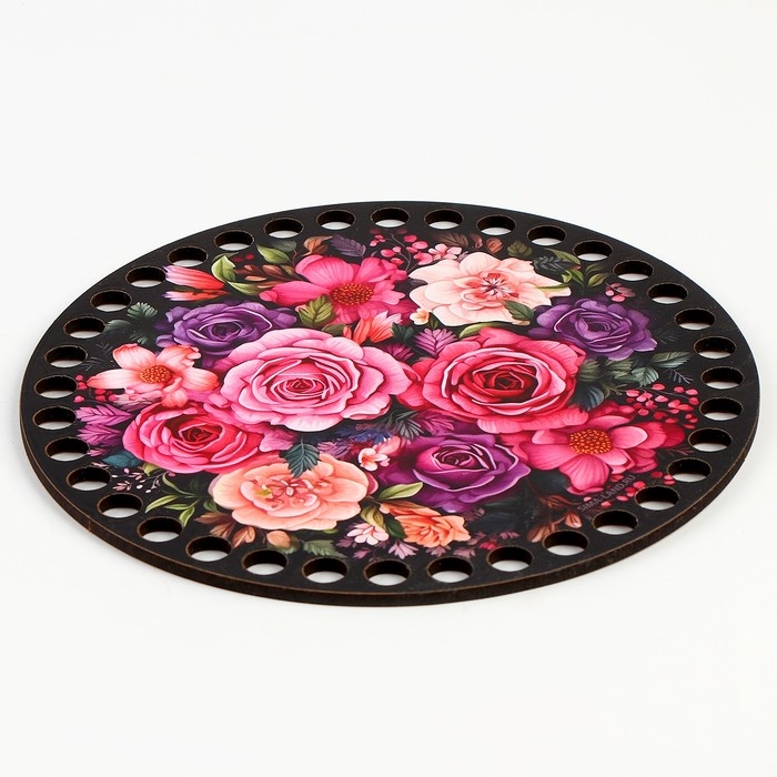 Донышки для вязания 2 в 1 «Букет цветов», круг 15 см, хдф 3 мм Донышки для вязания 2 в 1 «Букет цветов», круг 15 см, хдф 3 мм