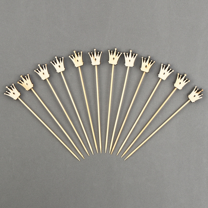 Шпажки деревянные «Корона», 11 см, набор 12 шт. Шпажки деревянные «Корона», 11 см, набор 12 шт.