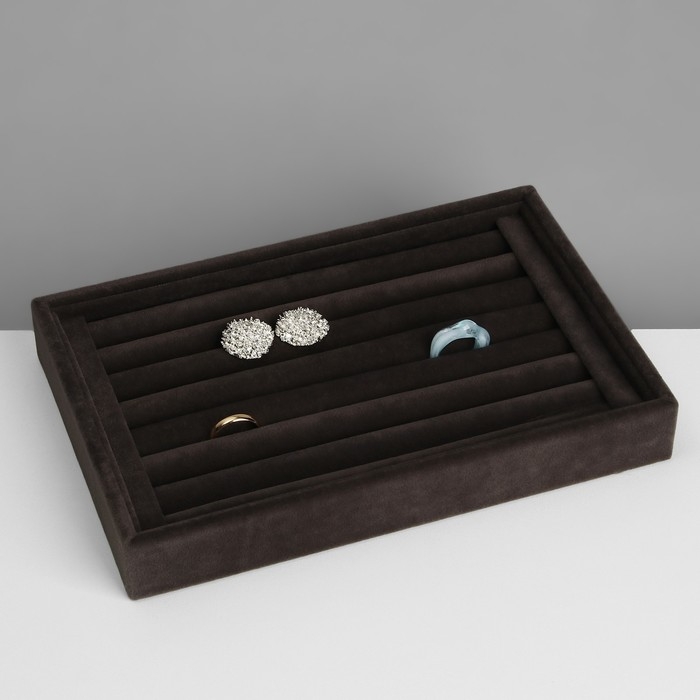 Подставка под кольца 7 полос, флок, 22,5×15×3 см, цвет серый графит Подставка под кольца 7 полос, флок, 22,5×15×3 см, цвет серый графит