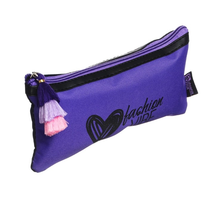 Пенал мягкий, 1 отделение, 90 х 200 мм, плоский, Феникс Пенал мягкий, 1 отделение, 90 х 200 мм, плоский, Феникс "Вайб твоего сердца" фиолетовый 61335