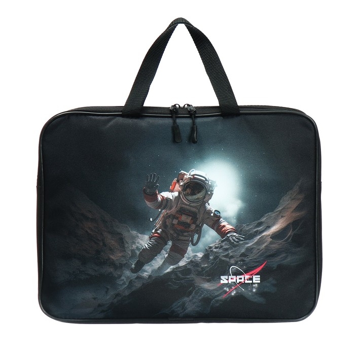 Папка с ручками текстильная А4, 370 х 280 х 60 мм, Stavia Папка с ручками текстильная А4, 370 х 280 х 60 мм, Stavia "Космонавт"