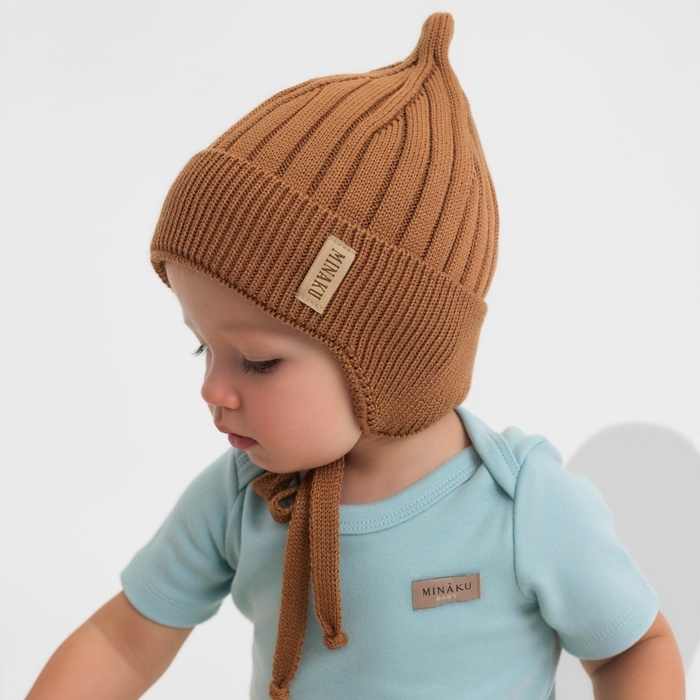 Шапка детская MINAKU р-р 35-40, цвет коричневый Шапка детская MINAKU р-р 35-40, цвет коричневый