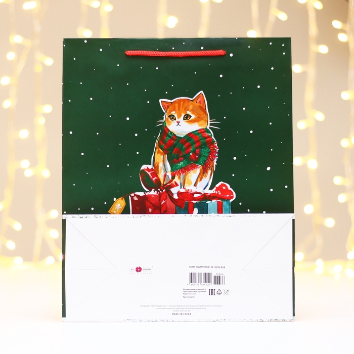 Новый год. Пакет подарочный "Салют ", 26 х 32 х 12 см.