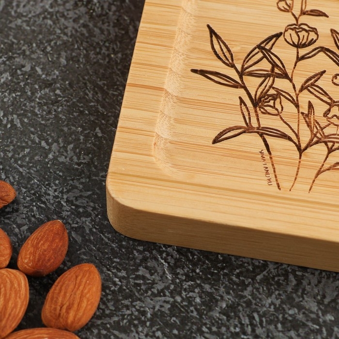 Менажница деревянная «Цветы», 17х9.5х1.5 см