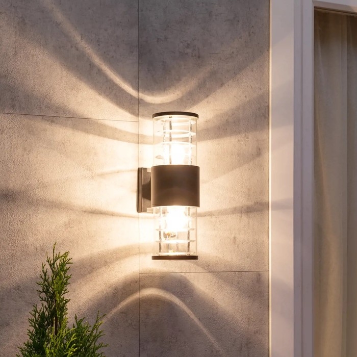 Светильник настенный, накладной Duwi TECHNO, 170х108х320мм, 2хЕ27, алюм/стекло, IP65, черный