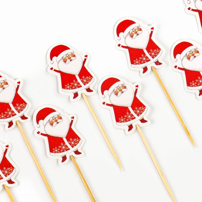 Новогодние шпажки «Дедушка Мороз», на новый год, набор 12 шт. Новогодние шпажки «Дедушка Мороз», на новый год, набор 12 шт.