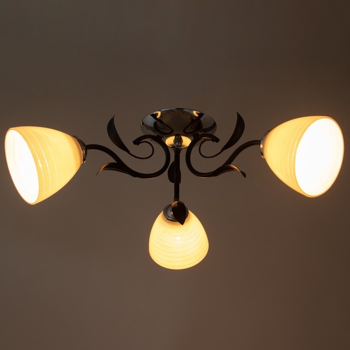 Люстра Люстра "Девин" 3хЕ27 40Вт черно-хромовый 55х55х30 см BayerLux