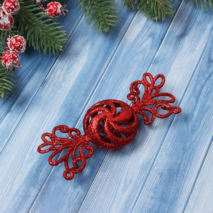 Украшение ёлочное Украшение ёлочное "Конфетка блеск" (набор 2 шт) 12х4,5 см, красный золото