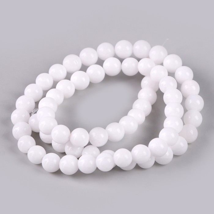 Бусины из натурального камня «Белый агат» набор 58 шт., размер 1 шт. — 6 мм Бусины из натурального камня «Белый агат» набор 58 шт., размер 1 шт. — 6 мм