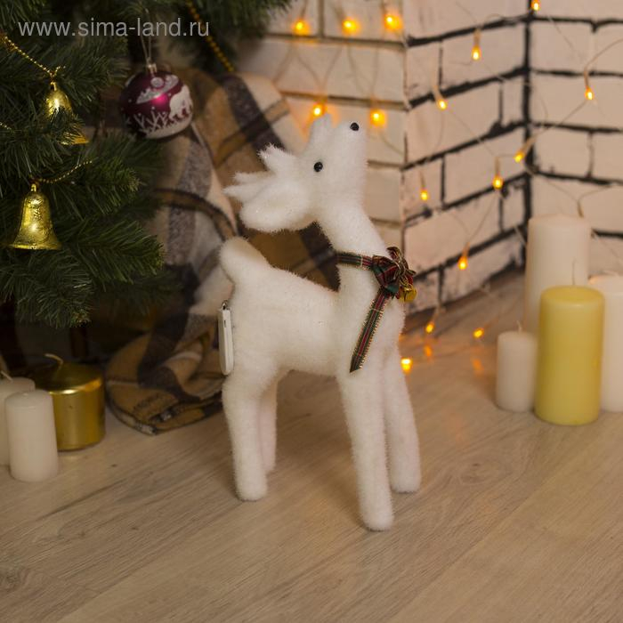 Светодиодная фигура «Олень» 16 × 30 × 9 см, флок, батарейки CR2032х2 (в комплекте), свечение тёплое белое Светодиодная фигура «Олень» 16 × 30 × 9 см, флок, батарейки CR2032х2 (в комплекте), свечение тёплое белое