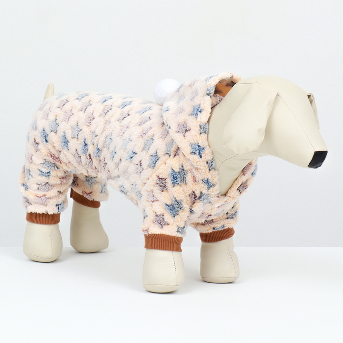 Комбинезон Комбинезон "Звёзды" с капюшоном, размер 2XL (ДС 45 см, ОШ 45 см, ОГ 55 см), бежевый