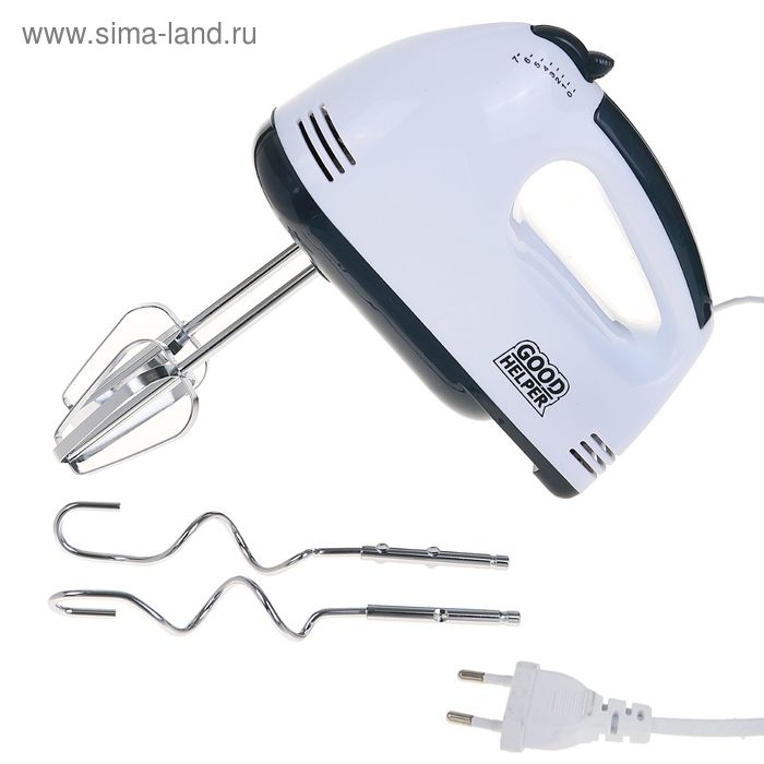 Миксер GOODHELPER НМ-371, ручной, 280 Вт, 5 скоростей, 2 насадки Миксер GOODHELPER НМ-371, ручной, 280 Вт, 5 скоростей, 2 насадки