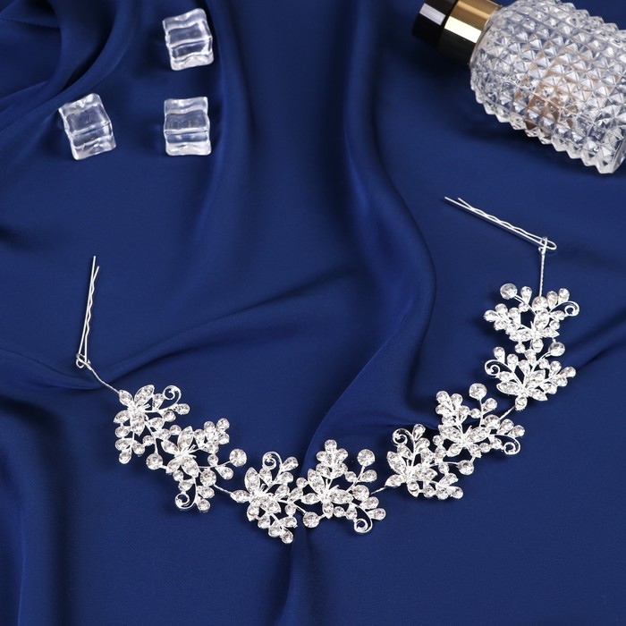 Аксессуар для волос Аксессуар для волос "Холли" бабочки веточки, 22 см, серебро