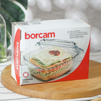 Кастрюля из жаропрочного стекла для запекания Borcam, 1 л, 20,4×16 см, рифлёная, с крышкой