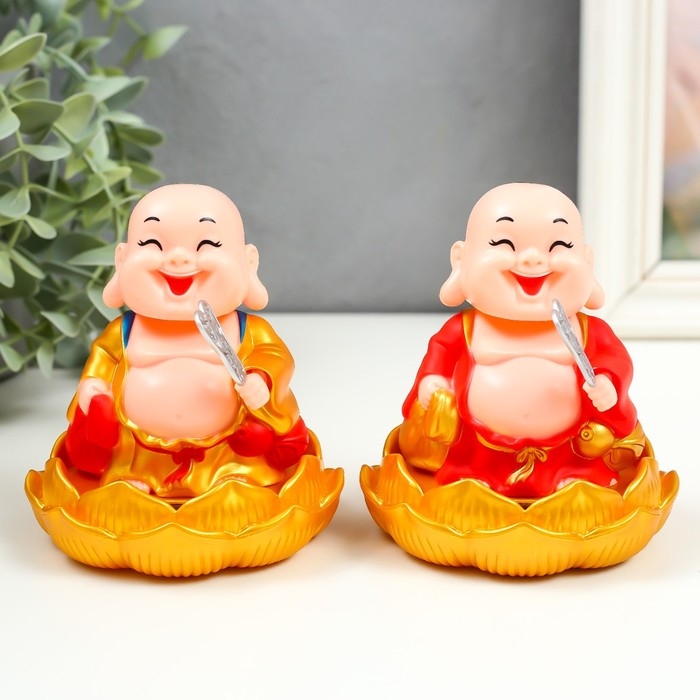 Маятник пластик от солнечной батареи Маятник пластик от солнечной батареи "Хотей в красном, с опахалом" МИКС 8,7х8,7х10 см