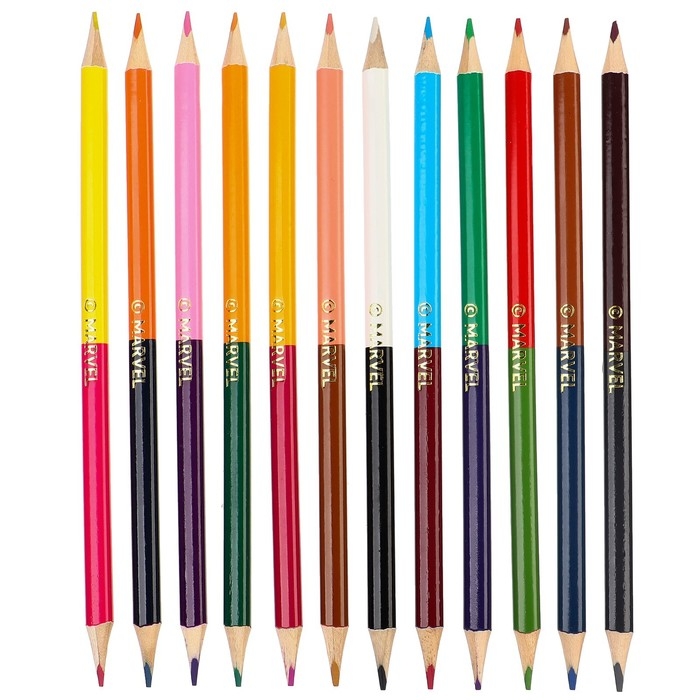 Цветные карандаши, 24 цвета, двусторонние, Человек-паук Цветные карандаши, 24 цвета, двусторонние, Человек-паук