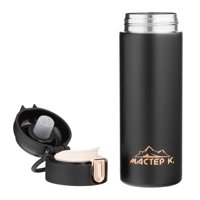 Термокружка, 420 мл, Simple Термокружка, 420 мл, Simple "Мастер К", с термометром, сохраняет тепло до 8 ч,черная