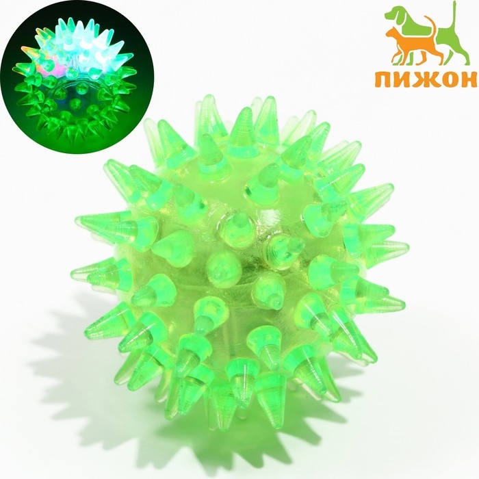 Мяч светящийся мини для кошек, TPR, 3,5 см, зелёный Мяч светящийся мини для кошек, TPR, 3,5 см, зелёный