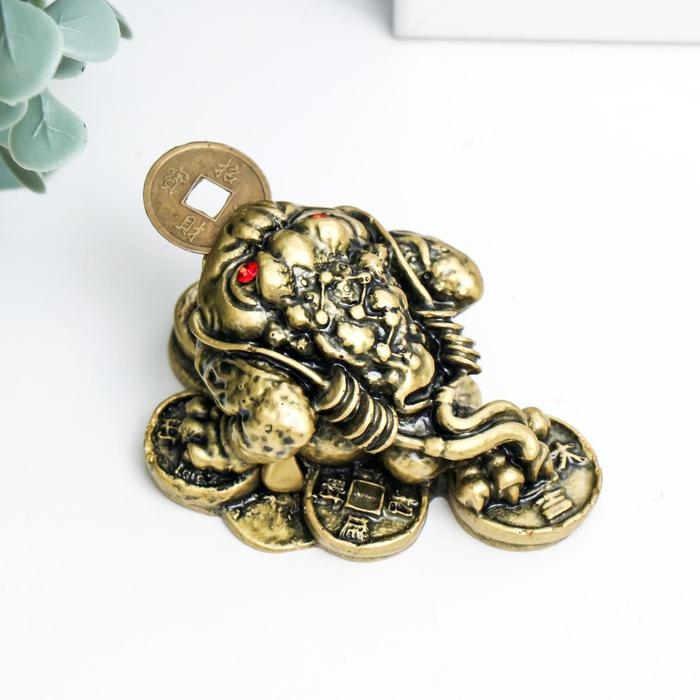 Нэцкэ бронза Нэцкэ бронза "Жаба на монетах" 4 х 7 х 5,5 см