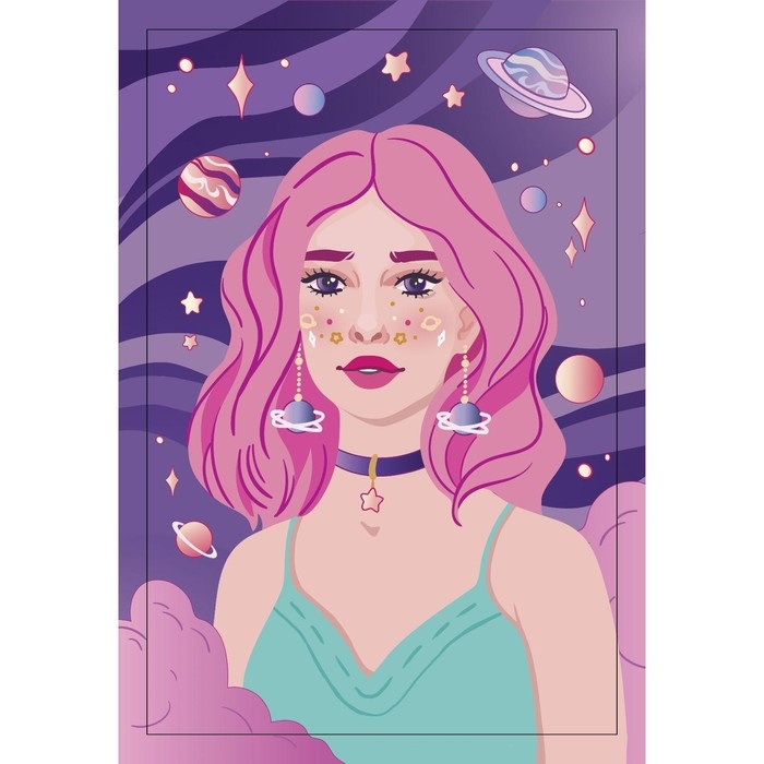 Алмазная мозаика с полным заполнением на подрамнике «Космическая девушка», 20 × 30 см Алмазная мозаика с полным заполнением на подрамнике «Космическая девушка», 20 × 30 см