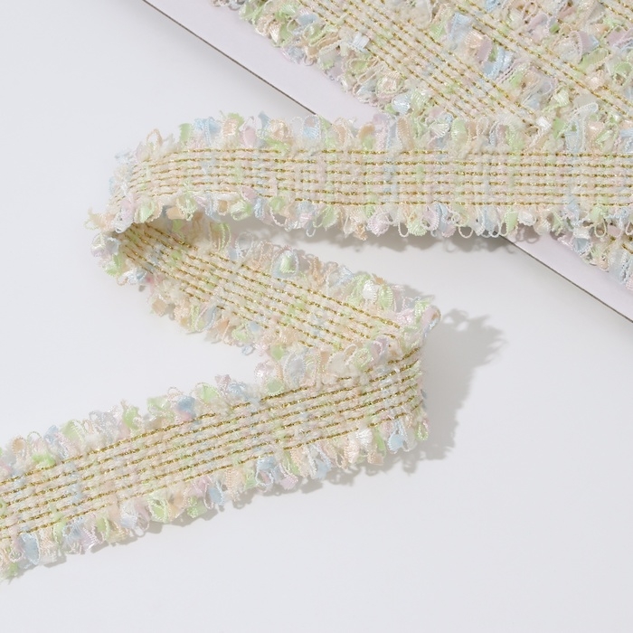 Тесьма декоративная «Твидовая», двусторонняя, 30 мм, 5 ± 0,5 м, цвет пастельный Тесьма декоративная «Твидовая», двусторонняя, 30 мм, 5 ± 0,5 м, цвет пастельный