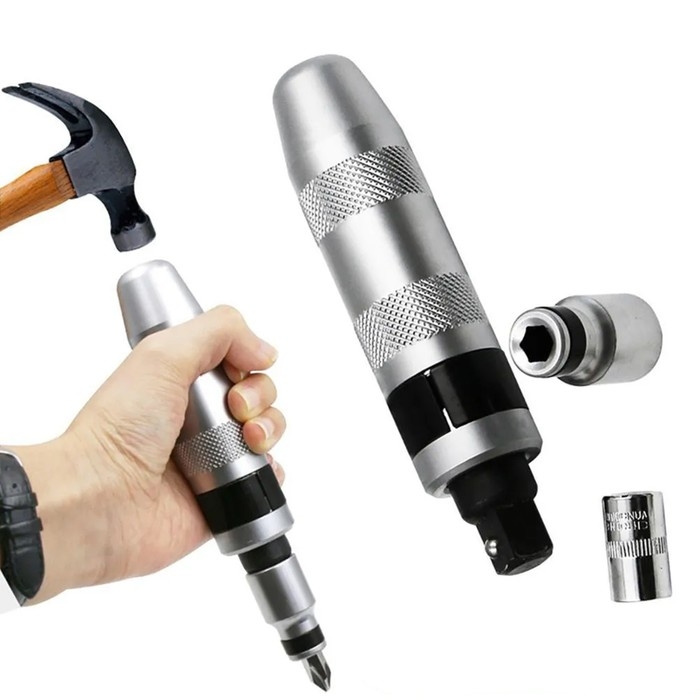 Отвертка ударно-поворотная ТУНДРА 1/2 Отвертка ударно-поворотная ТУНДРА 1/2", с битами 13 шт., реверс, метал. рукоятка, кейс