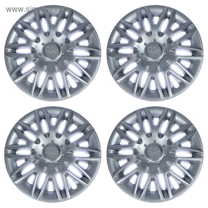 Колпаки колесные R14 Колпаки колесные R14 "ПАУЭР", серебристый набор 4 шт.