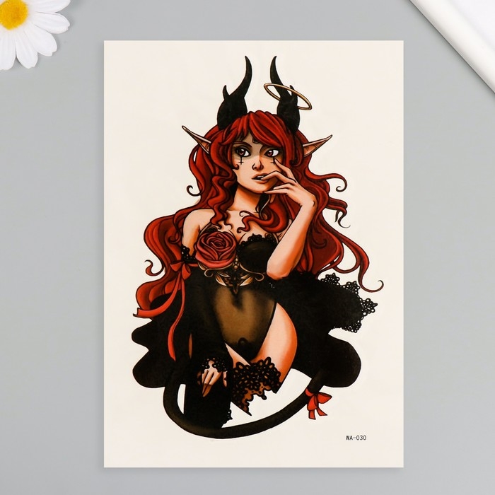 Татуировка на тело цветная Татуировка на тело цветная "Чертовка" 26,1х14,6 см