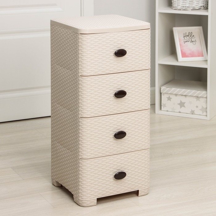 Комод 4-х секционный «Плетёнка», цвет слоновая кость Комод 4-х секционный «Плетёнка», цвет слоновая кость