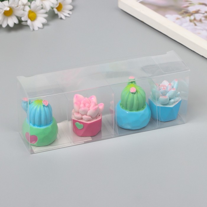 Сувенир полистоун  Сувенир полистоун "Кактус в горшочке" набор 4 шт 4х2,5х3 см