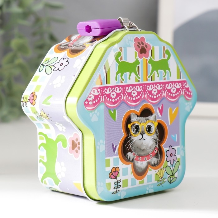 Копилка металл Копилка металл "Будка с животным" МИКС 9х10х5 см