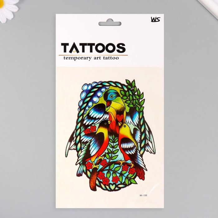 Татуировка на тело цветная Татуировка на тело цветная "Птицы арт" 26,1х14,6 см