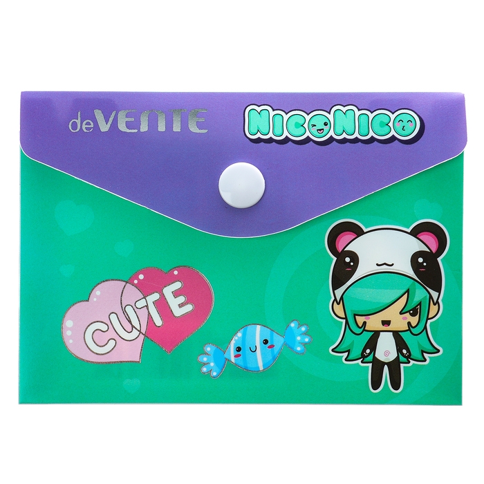 Папка-конверт на кнопке А7, с тиснением фольгой, 105х74 мм, 180мкм, deVENTE Nico, в стиле Папка-конверт на кнопке А7, с тиснением фольгой, 105х74 мм, 180мкм, deVENTE Nico, в стиле "Куроми" МИКС