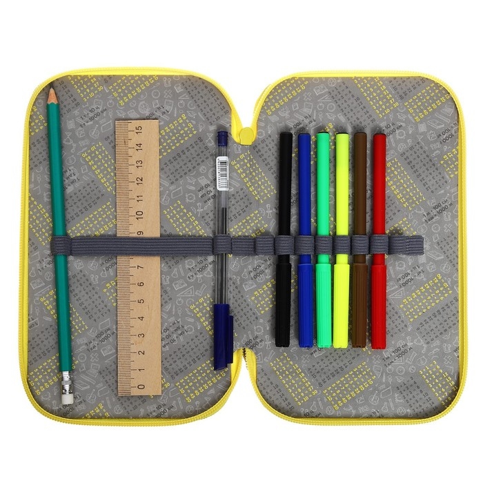 Пенал 2 секции, 125 х 205 мм, с наполнением 23 предмета, Calligrata Пенал 2 секции, 125 х 205 мм, с наполнением 23 предмета, Calligrata "Danger" ламинированный картон, 30П26/2/set