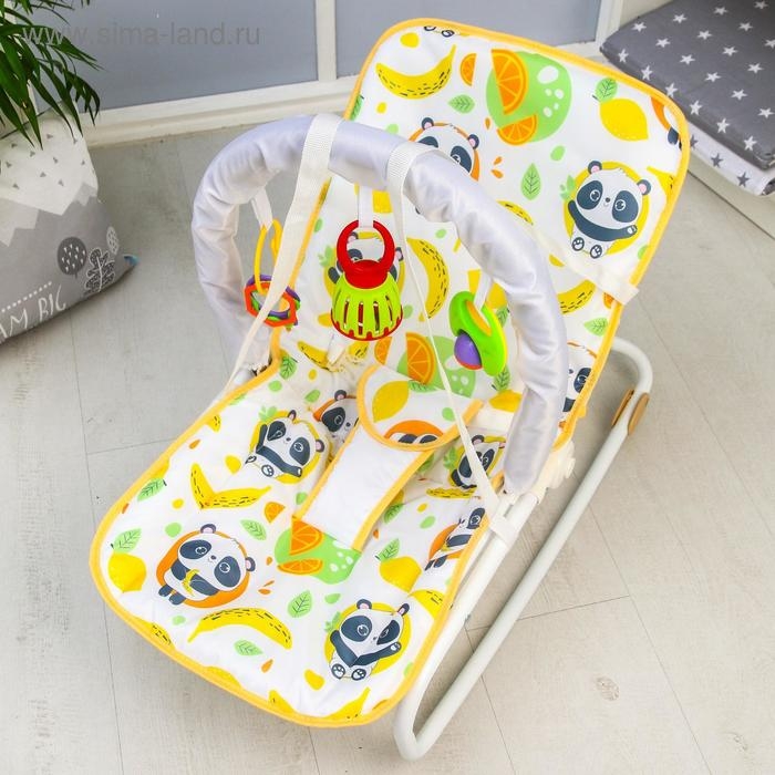 Шезлонг - качалка для новорождённых «Панда», игровая дуга, игрушки МИКС Шезлонг - качалка для новорождённых «Панда», игровая дуга, игрушки МИКС
