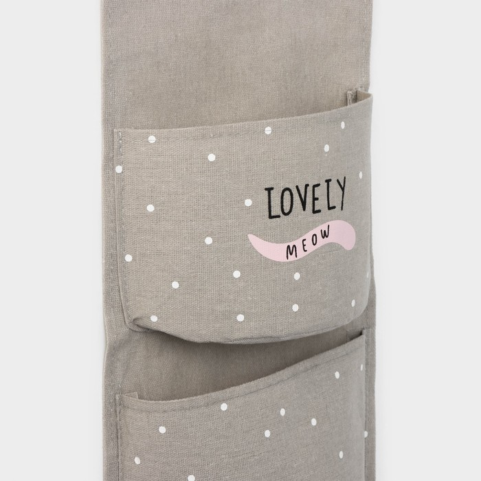 Органайзер подвесной с карманами Доляна «Котейка», 3 отделения, 59×20 см, цвет бежевый