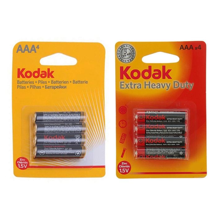 Батарейка солевая Kodak Extra Heavy Duty, AAA, R03-4BL, 1.5В, блистер, 4 шт. Батарейка солевая Kodak Extra Heavy Duty, AAA, R03-4BL, 1.5В, блистер, 4 шт.