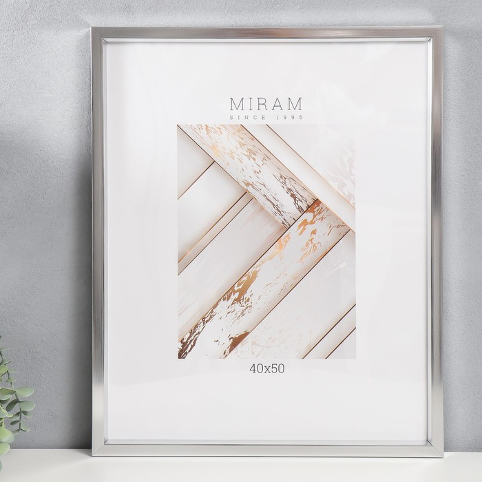 Фоторамка пластик Фоторамка пластик "МИРАМ" 40х50 см, 021 серебро (пластиковый экран)