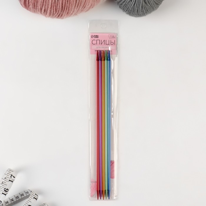 Спицы для вязания, чулочные, из алюминия, d = 5 мм, 26,5 см, 5 шт, цвет МИКС Спицы для вязания, чулочные, из алюминия, d = 5 мм, 26,5 см, 5 шт, цвет МИКС